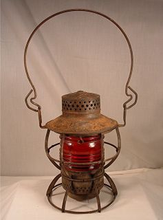 Vintage Dressel Pennsylvania Railroad Kerosene Oil Lantern With Red 