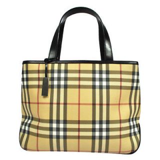 Authentic Burberry Nova Check Hand Tote Bag Beige PVC Made in Italy 