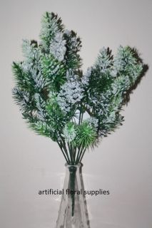 artificial pine bush with snow, create christmas decs grave flower 