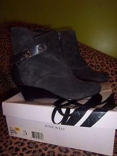 womens nine west boots 6.5 tulia gray wedge suede leather