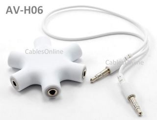 Way 3.5mm Stereo Audio Headset Hub Splitter Up to 5 Headphones to 