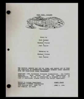 STAR TREK VOYAGER fascinating FIRST DRAFT script for the 2 hour pilot 