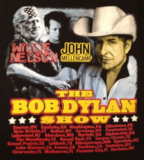 Bob Dylan Show T Shirt Willie Nelson John Mellencamp 2009 Concert Tour 