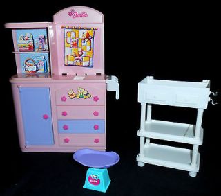 Barbie Nursery Baby Furniture for Dollhouse Changing Table Dresser 