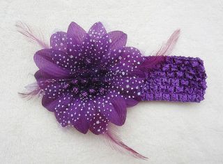 Cute Purple Baby Boys/Girls Crochet Headband Flower Hair Clip Free 