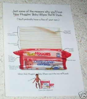1996 Huggies Baby Wipes   cute baby in diaper 1 PAGE AD