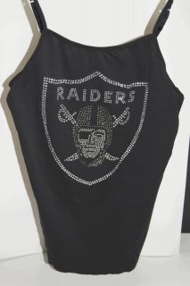 NFL Oakland Raiders Bling Rhinestone Black Top SZ Medium Large Xtra 