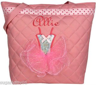 PERSONALIZED Bag Tote Purse Ballet Dance Pink Tutu Quilted Free 