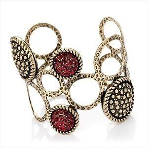 NEW GORGEOUS antique gold red crystal upper arm style bangle 23689