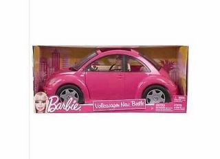 NEW Barbie VW Volkswagon Beetle Car & Doll Set Hot Pink Mattel Large 