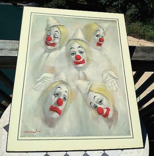 Antique Vintage Artist Advertised Leighton Jones Clown Print 