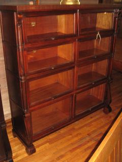   Macey Divided Double Stack Bookcase Sectional Mahogany 1920s Empire