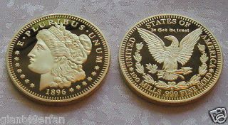 RARE 24 Karat 100 MILLS.999 Gold Layered Morgan Gold Eagle Bullion