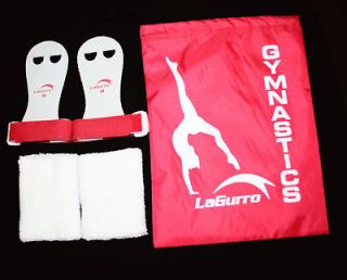 NEW GYMNASTICS GRIPS RED+WRIS​T BANDS +GRIPS BAG Size S