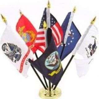 Desk Set Armed Forces Flags  Made in USA by ANNIN* 4 x 6 base incl.