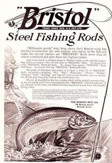 1911 Ad Horton Manufacturing Co Bristol Steel Fishing Rods Equipment 