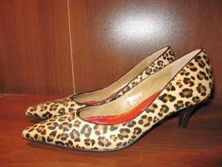 BANDOLINO Leopard Print Faux Fur High Heel Pump Shoes Sz 6 EXCELLENT 