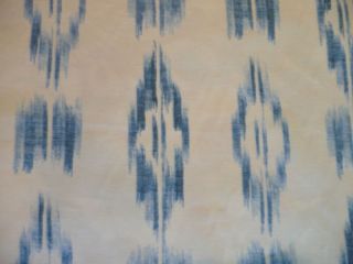 Home Accents Large Ikat Cotton Print Blues Cream Upholstery Fabric