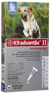 Bayer K9 Advantix II 6 Month Supply Flea & Tick Control for Dogs Over 