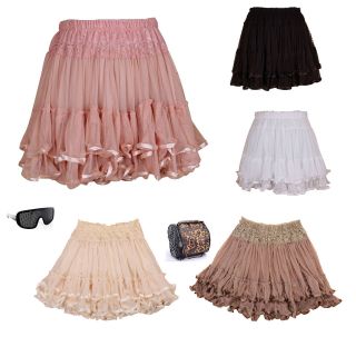 Romantic Lace Lady Skirt Elastic Waistband Mesh Printing Tulle 