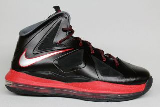 Nike Lebron X 10 Black Chrome University Red Grey Big Kids Lebron 
