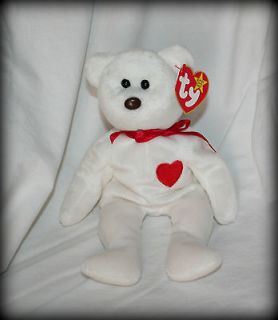 Ty beanie babies February 14, 1994 white bear read heart Valentino