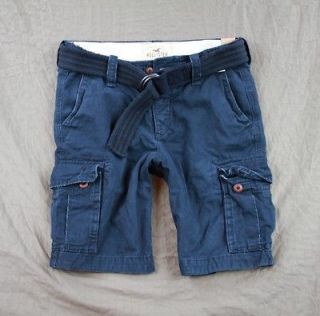 Hollister Mens Faria Beach Cargo Shorts With Belt Navy Military All 