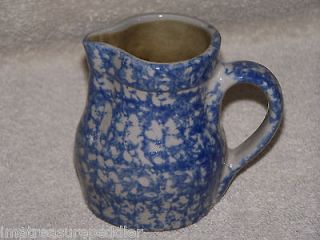 Beaumont Brothers Pottery Blue Spongeware Creamer Pitcher 1995