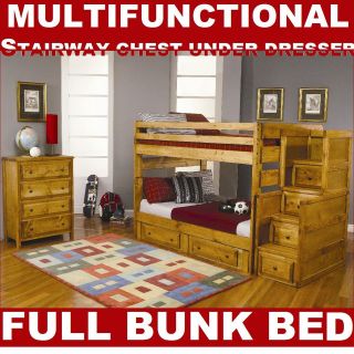   Bed w/ stairway Chest Under Dresser Multifunctional youth Bedroom Set