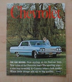 1964 Chevrolet Big car Sales Brochure Impala, Bel Air