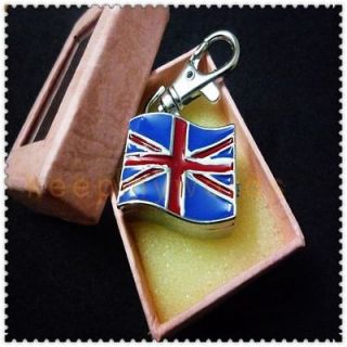 United Kingdom Flag Key Chain Ring Clock Pocket Watch & Free Box For 