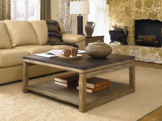 Natural Driftwood/Anti​qued Copper Farmhouse Square Coffee Table