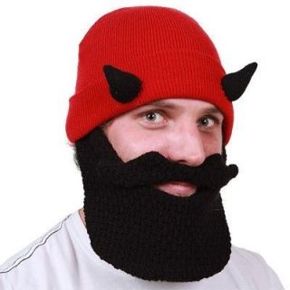 Beard Heads Devil Knit Beanie Hat with Knit Beard  Wicked Cool