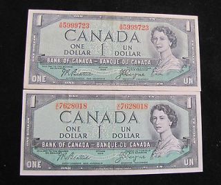   of Canada $ 1 Banknote 1954  Devils Face  Beattie / Coyne BC 29b