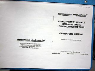 BECKMAN DM23 & DM25L Multimeters Operators Manual, Copy, 3312C 3