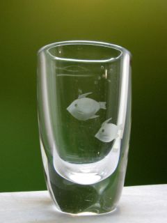 Mid Century Art Glass Fish Vase Edenfalk Skruf Sweden