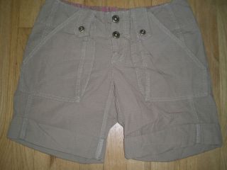   People Tan Safari Shorts Rolled Cuff Size 0 Cotton Walking Bermuda