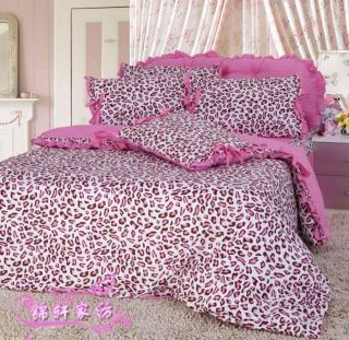 Pink Leopard Print Bedspread and Cover Set