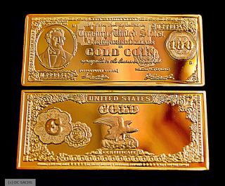 TROY OZ $100 BENTON .999 PURE 24K GOLD LAYERED BULLION BAR 