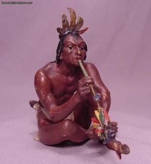 Rare Antique Bergman Vienna Bronze Indian Smoking A Pipe