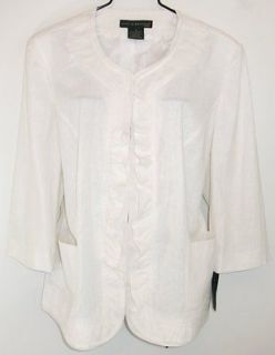 New Harve Benard Feminine White Ruffle Blazer Jacket Womens Plus Size 