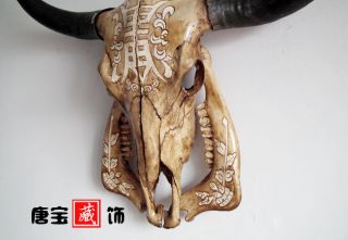 Large Tibetan Domesticated Yak Skull Kapala Taxidermy Skeleton Decor w 