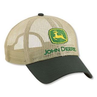 John Deere Beige Full Mesh Cap with Hunter Green Visor JD00231