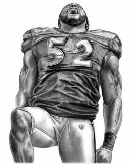 RAY LEWIS LITHOGRAPH POSTER PRINT IN RAVENS JERSEY DP2