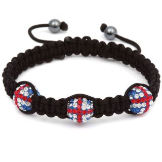 British Union Jack 3 Ball Shamballa Bracelet