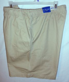 NEW BIG MENS CASUAL SHORTS (BEIGE SESAME SEED) FLAT FRONT PULL ON