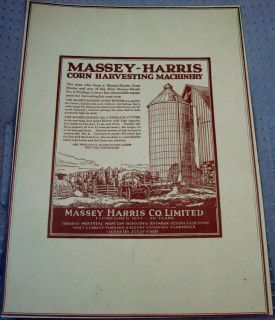1927 MASSEY HARRIS CORN BINDER HARVESTING AD CANADA ENSILAGE CUTTER