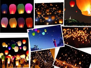 15/30/60Chines​e Sky Fly Fire Lanterns wish Party Wedding Birthday 