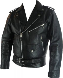 Mens Brando Biker style100% Real Leather Jacket #B2 XXS to 8XL 