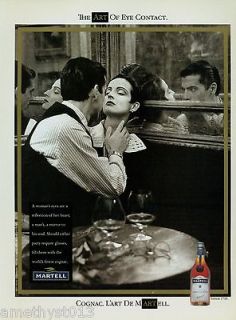 MARTELL COGNAC AD 1991 THE ART OF EYE CONTACT ~ COUPLE IN A BAR